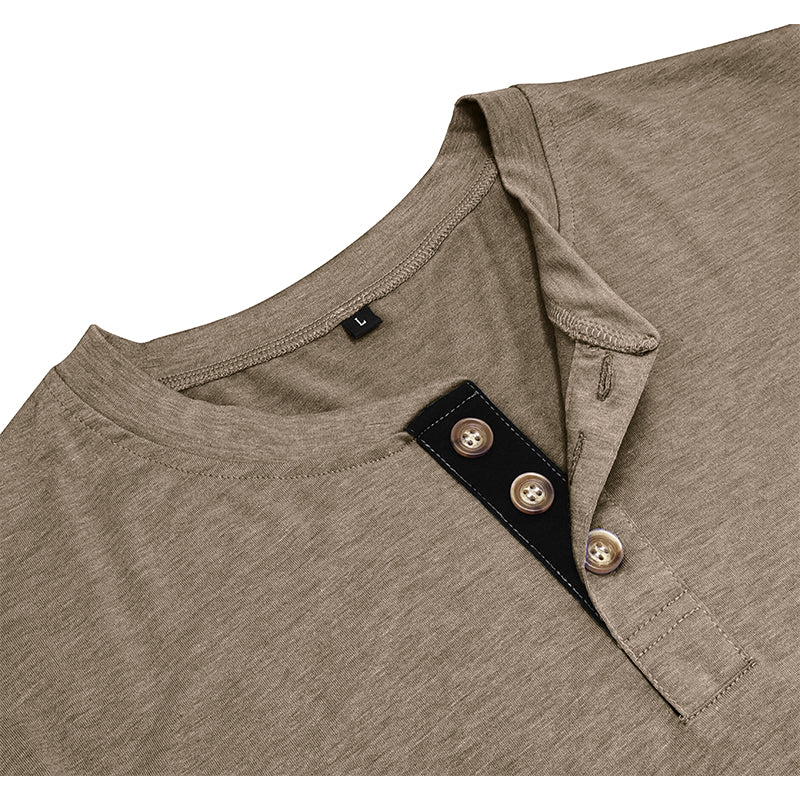 Men's Cotton Henley Collar Long Sleeve Shirts