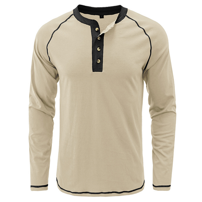 Cotton Henley Collar T-Shirt