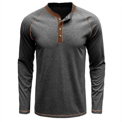 Fashion Cotton Henley Collar T-Shirt